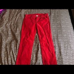 J Crew Red Corduroy Boot Cut Pants